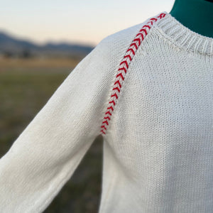 Women’s Baseball Stitch Sweater | Handmade in Montana