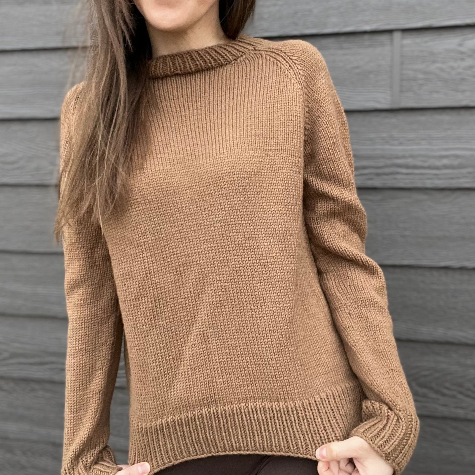 [Ready-To-Ship] Latte Women's Crew Neck Raglan Sweater - 100% US Wool