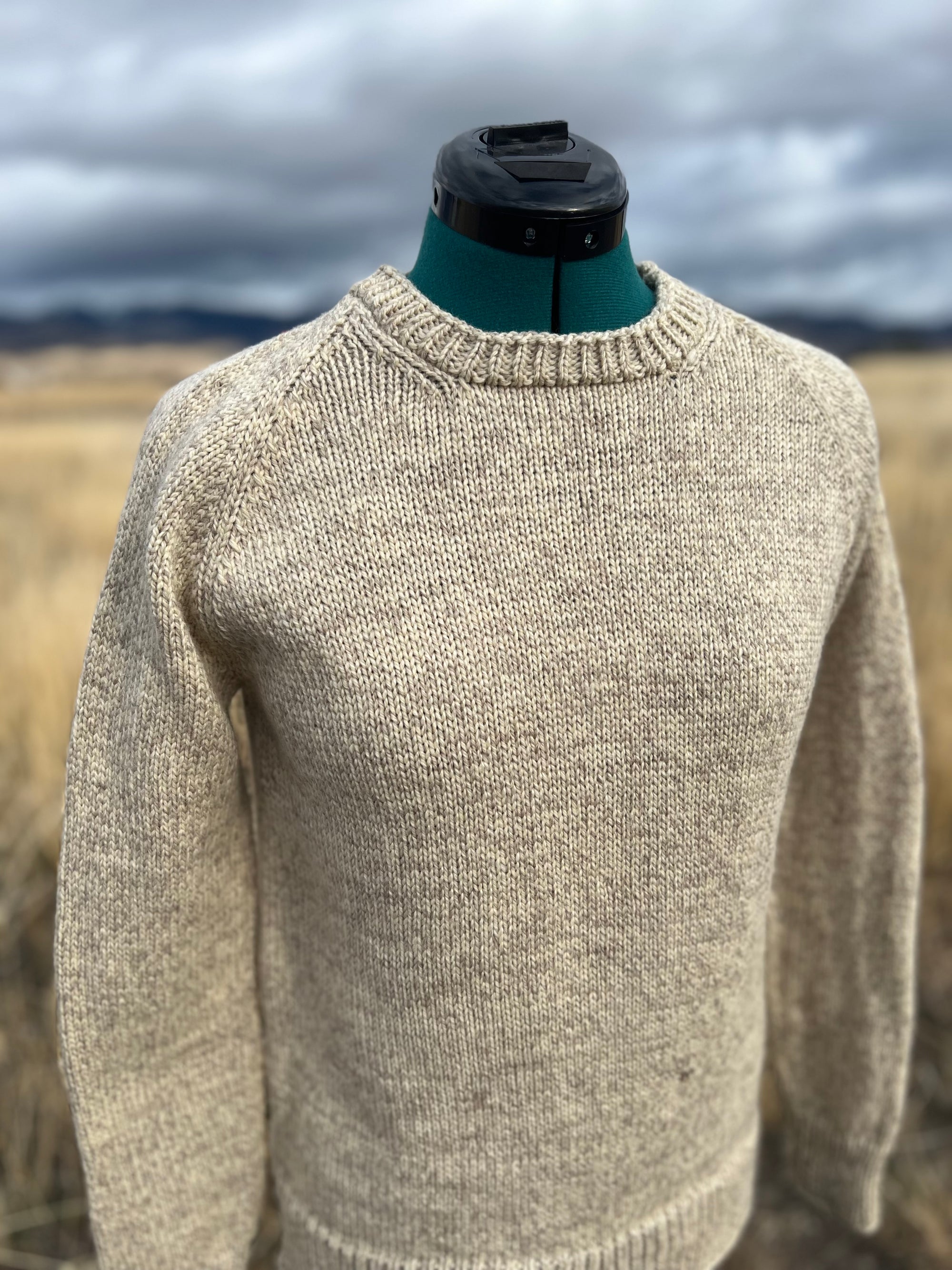 [Ready-To-Ship] Antique Ivory Women's Crew Neck Raglan Sweater - 100% US Wool