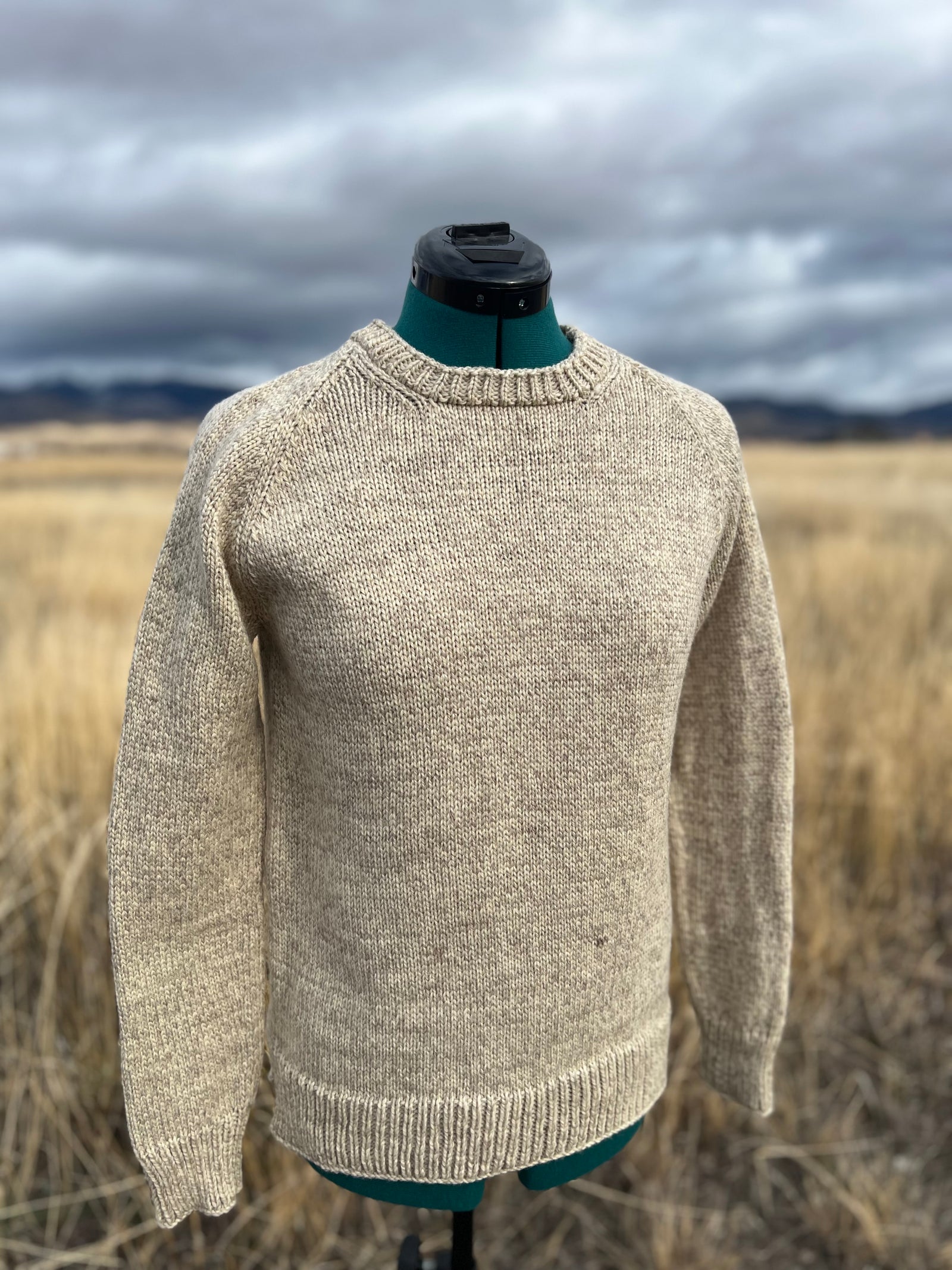 [Ready-To-Ship] Antique Ivory Women's Crew Neck Raglan Sweater - 100% US Wool