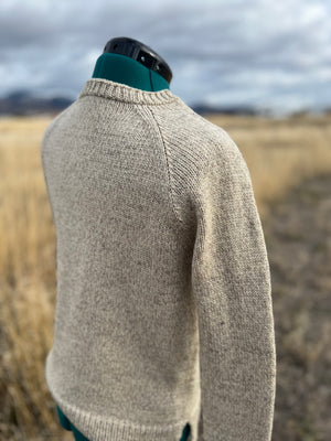 [Ready-To-Ship] Antique Ivory Women's Crew Neck Raglan Sweater - 100% US Wool