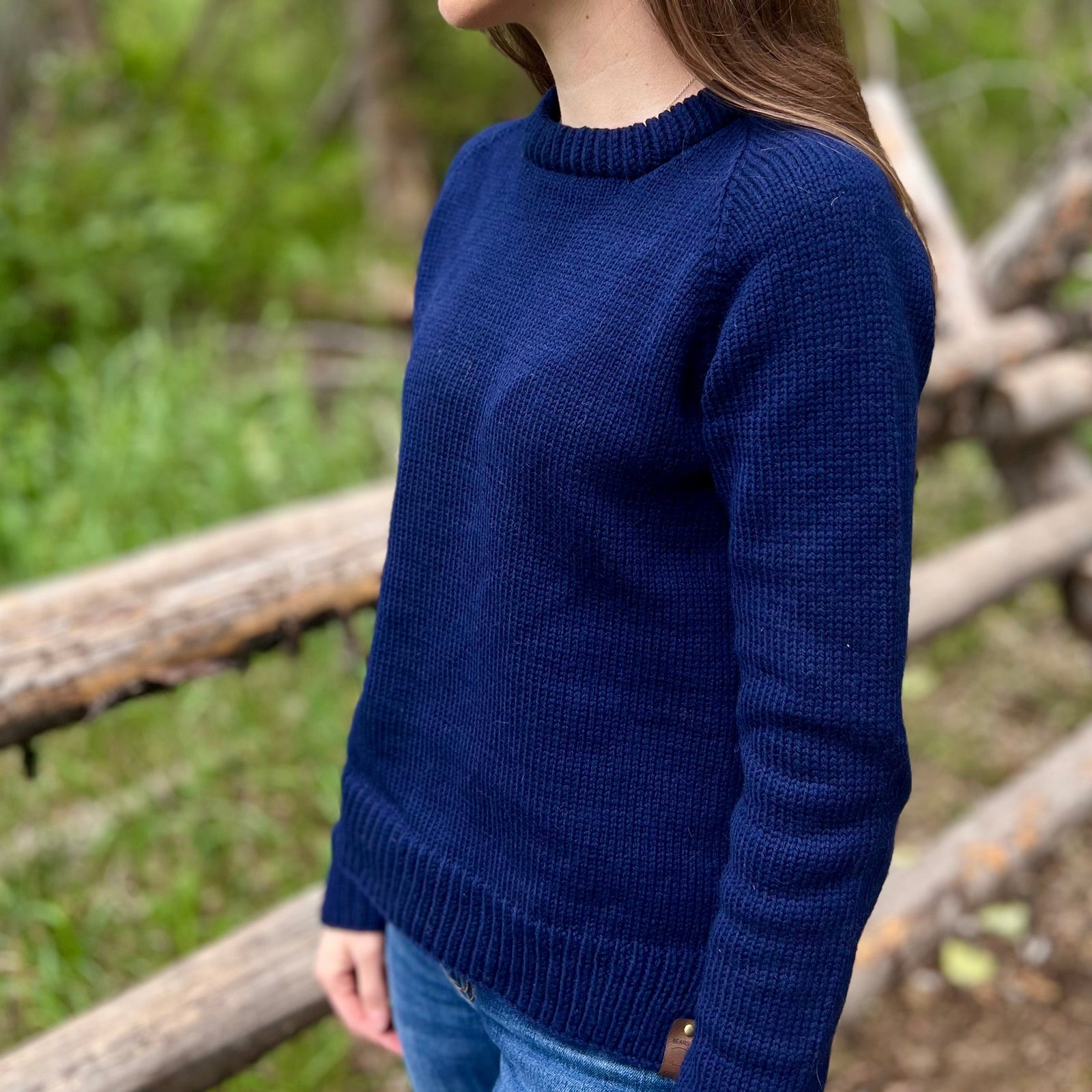[Ready-To-Ship] Navy Women's Crew Neck Raglan Sweater - 100% US Wool
