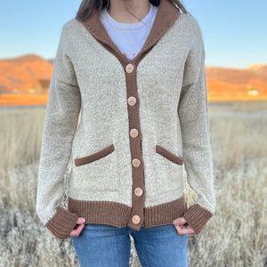 Women's Shawl Collar Cardigan | 100% US Wool | Handmade Heritage Knit