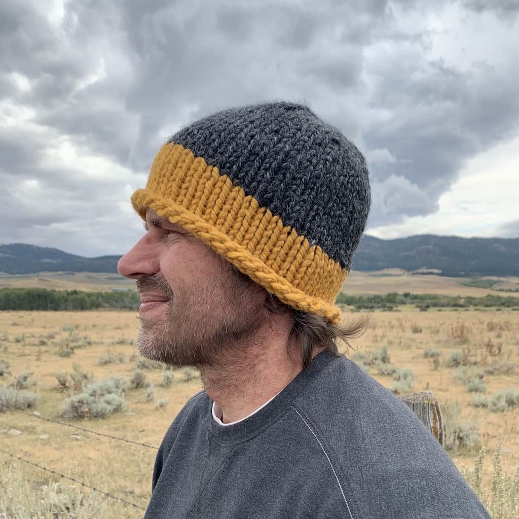 Chunky Hand Knit Golden Briquette Hat
